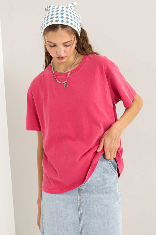 Rita Short Sleeve Tee with a crew neckline and short sleeves, featuring a relaxed fit. Made from 100% cotton for comfort.