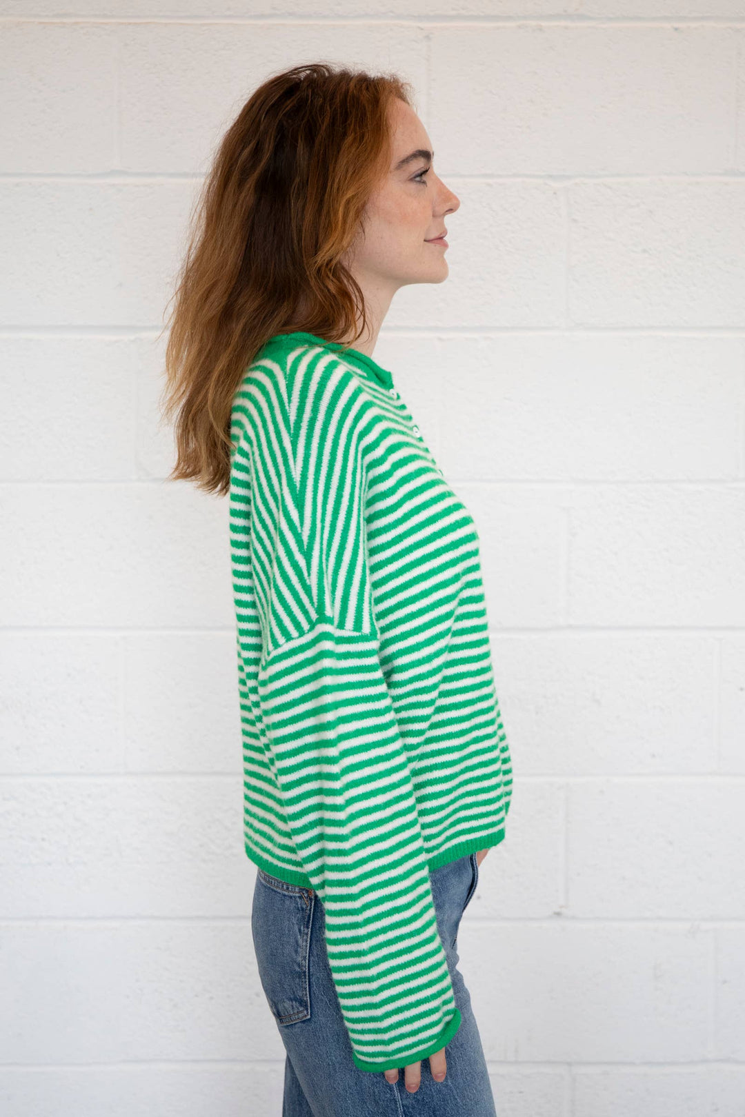 Piper Cardigan - Green Striped