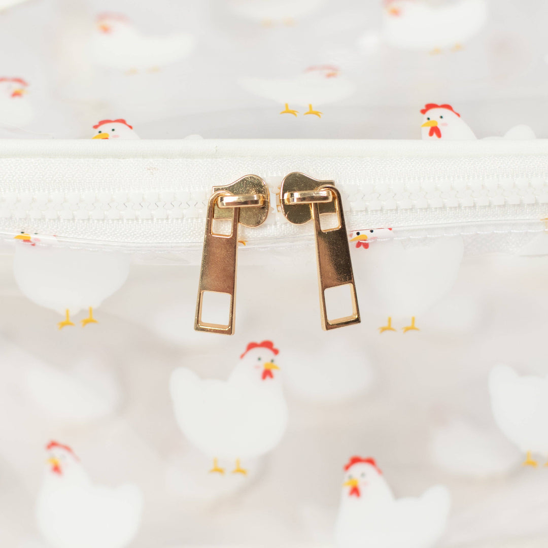 White Chicken Clear Cosmetic Bag - Big