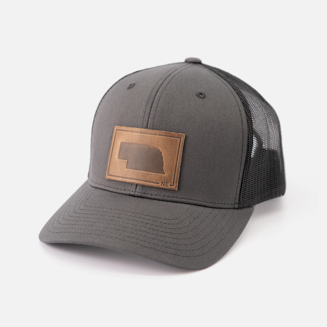 Nebraska Silhouette Hat | Leather Patch Trucker Hat