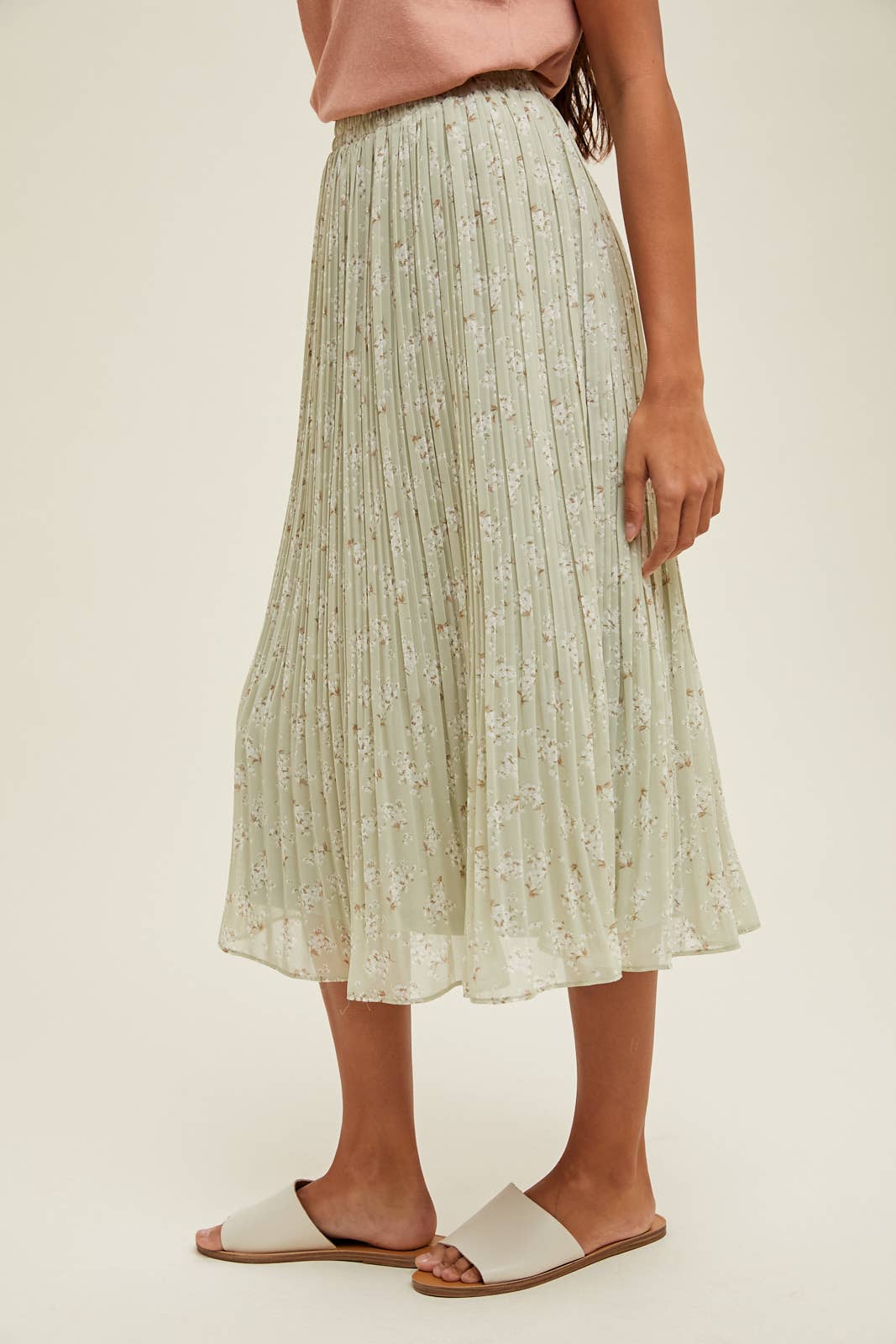 Sage Floral Meadows midi skirt
