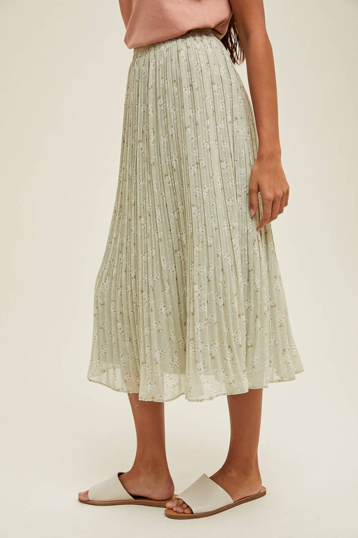 Sage Floral Meadows midi skirt