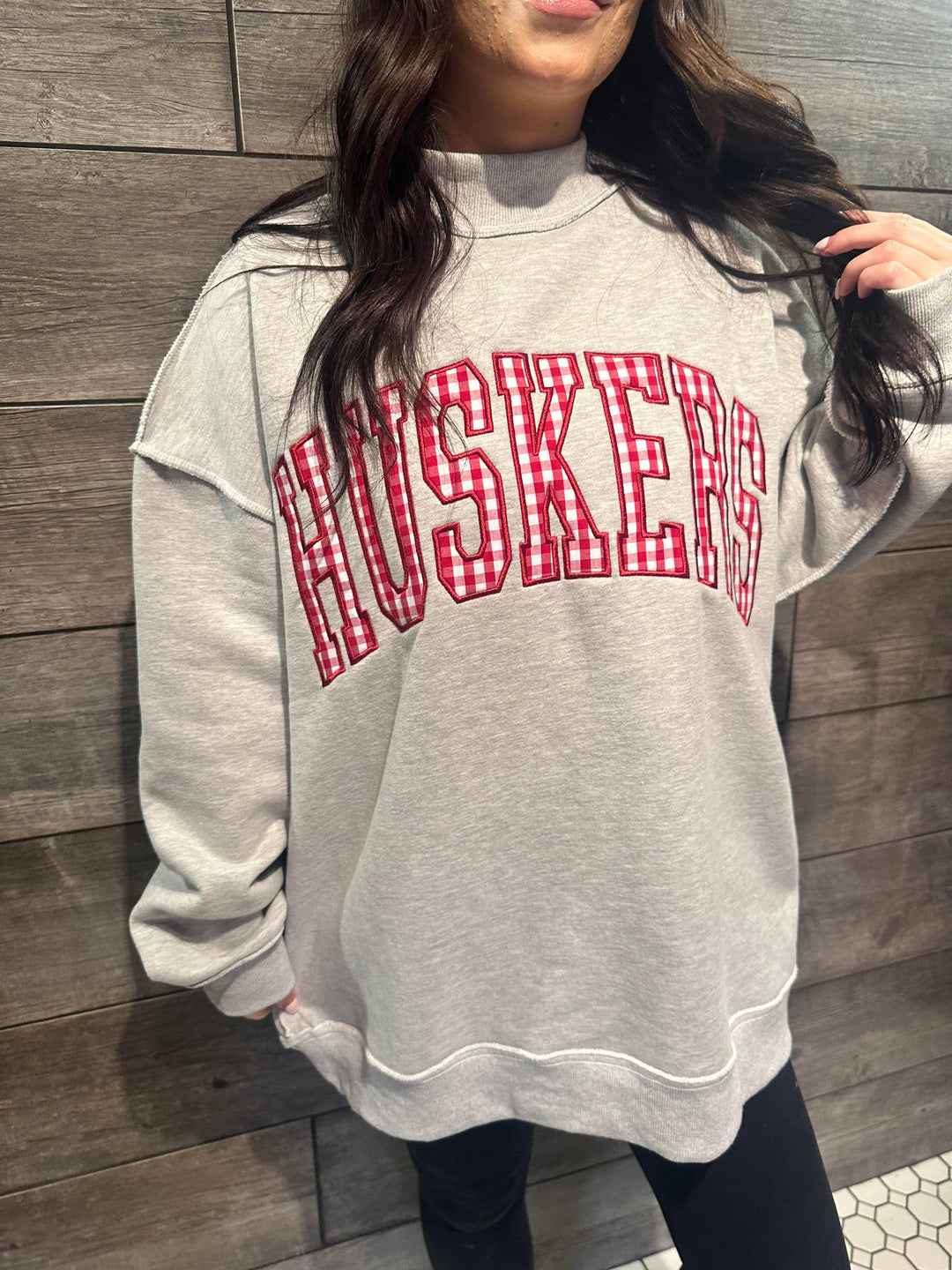 Gingham Huskers Mockneck
