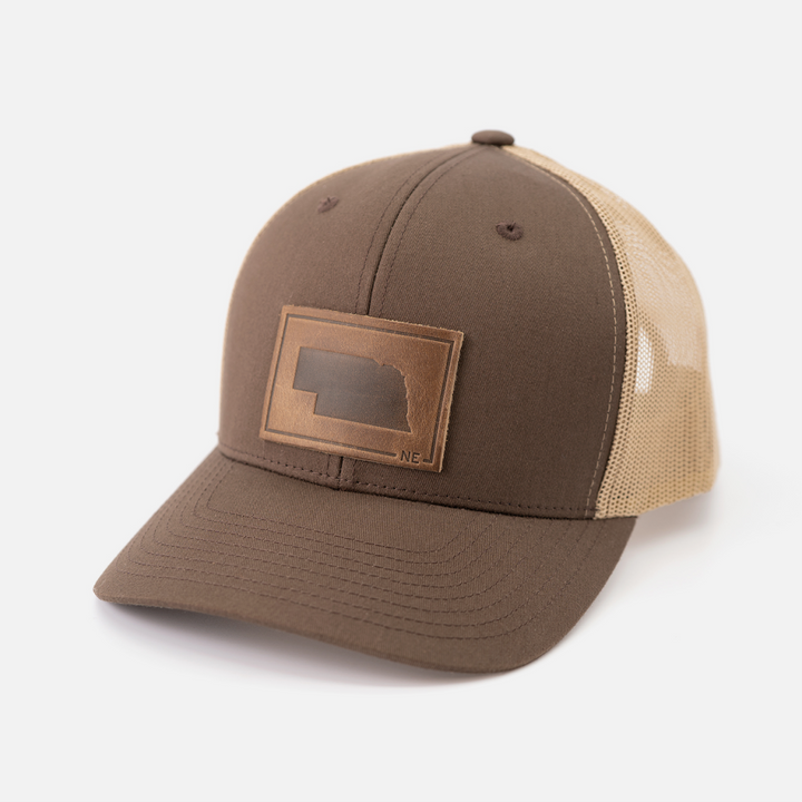 Nebraska Silhouette Hat | Leather Patch Trucker Hat
