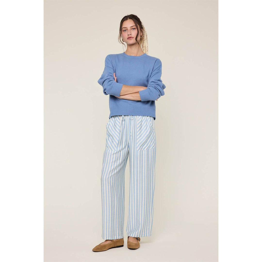 STRIPED PANTS WITH DRAWSTRING