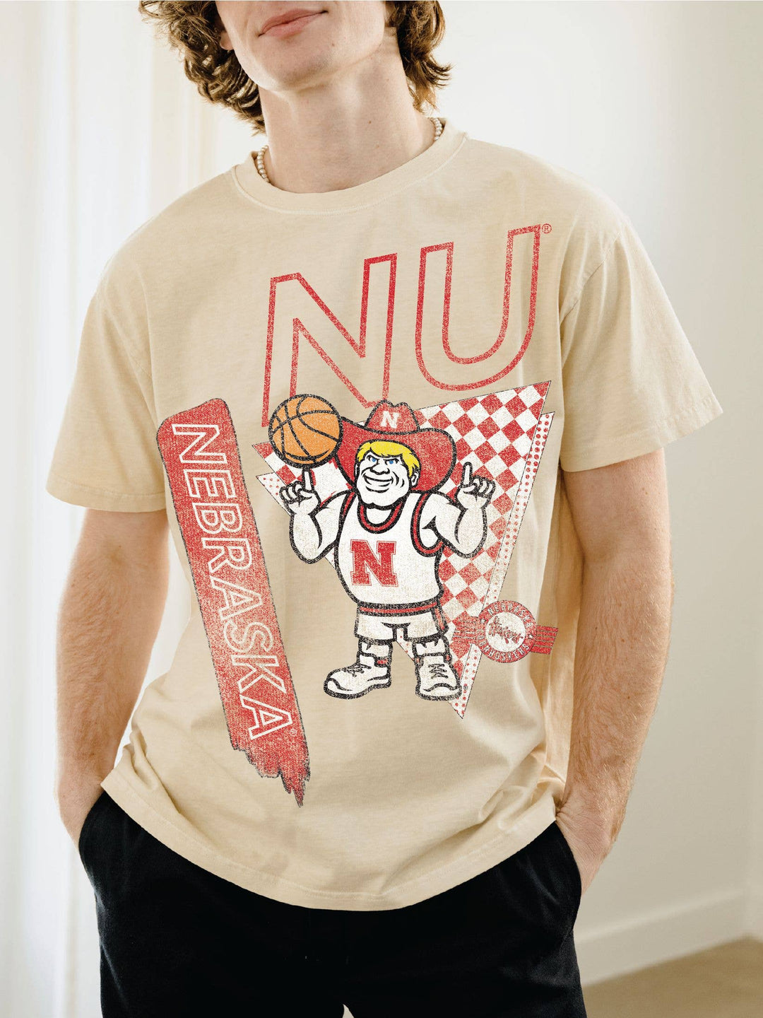 Nebraska Huskers Herbie Courtside Basketball Thrifted Tee