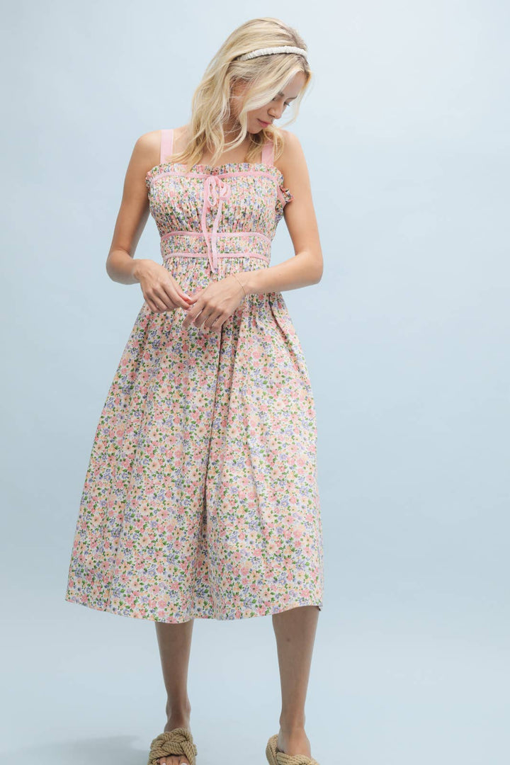 Velveteen Floral Midi Dress