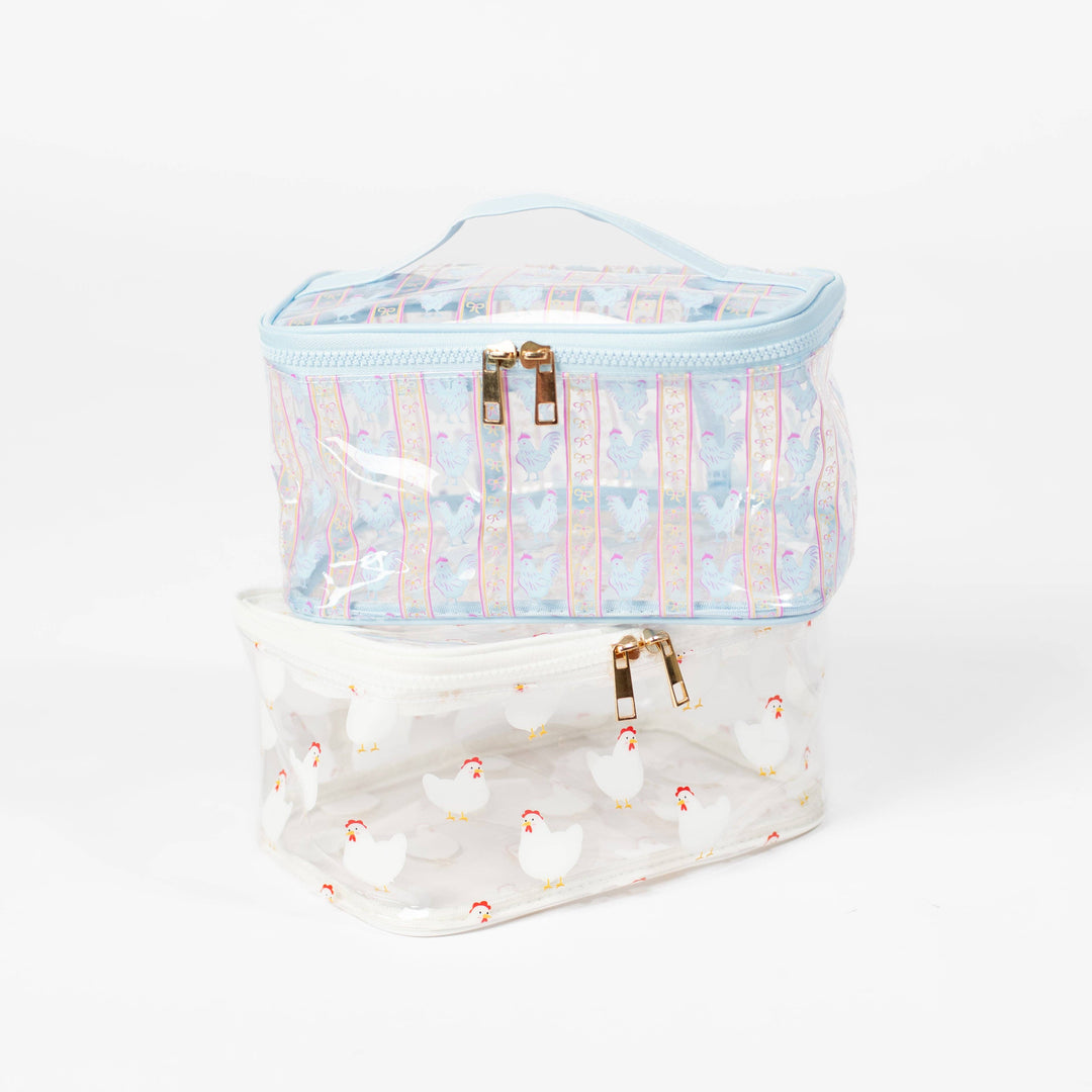 White Chicken Clear Cosmetic Bag - Big