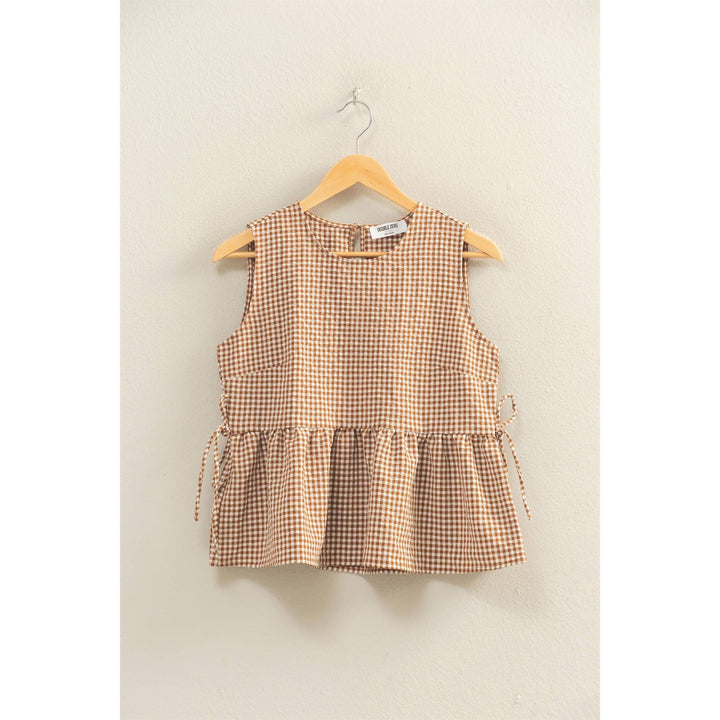 Geri Gingham Sleeveless Peplum Top