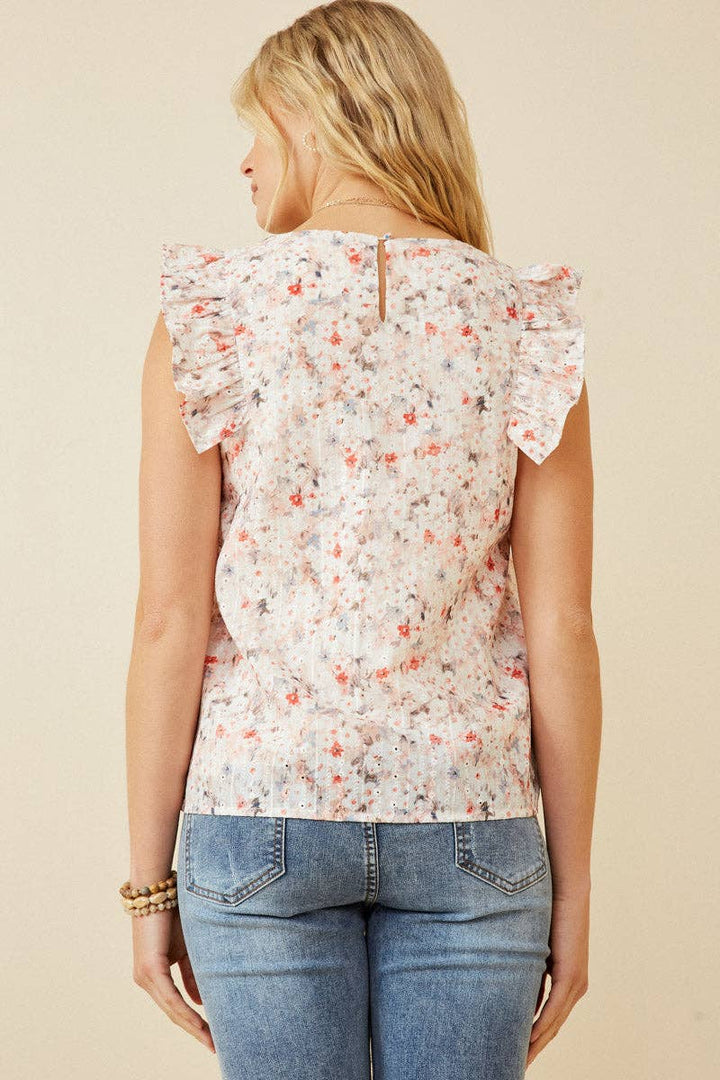Indie Eyelet Ruffle Tank