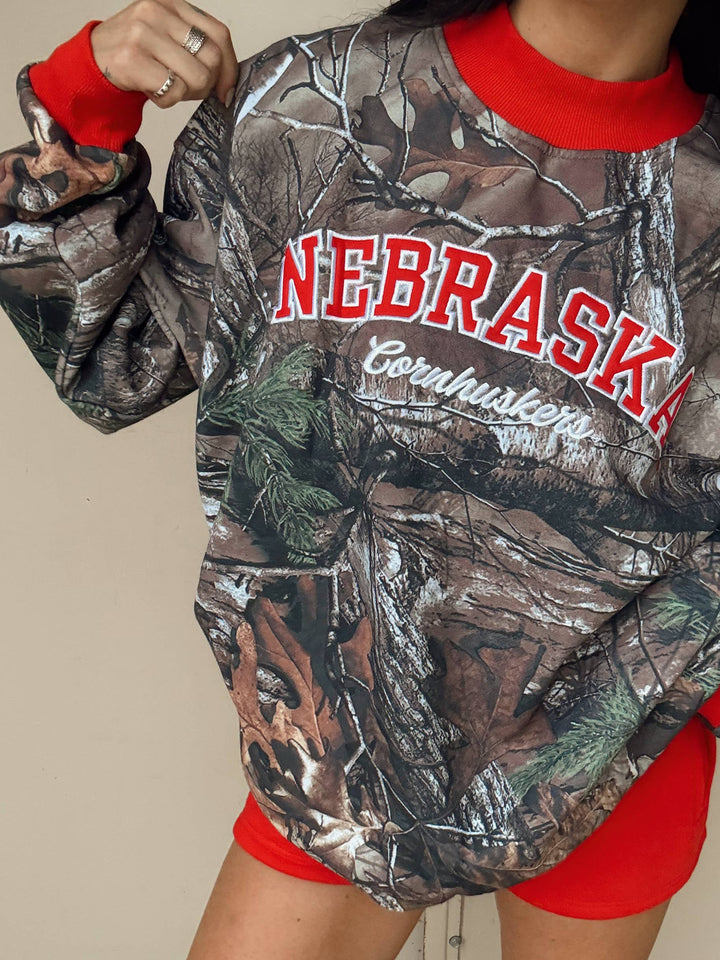 Nebraska Red Cornhuskers Camo Mockneck