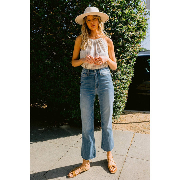 SUPER HIGH RISE CUFFED ANKLE STRAIGHT JEANS-LUNA