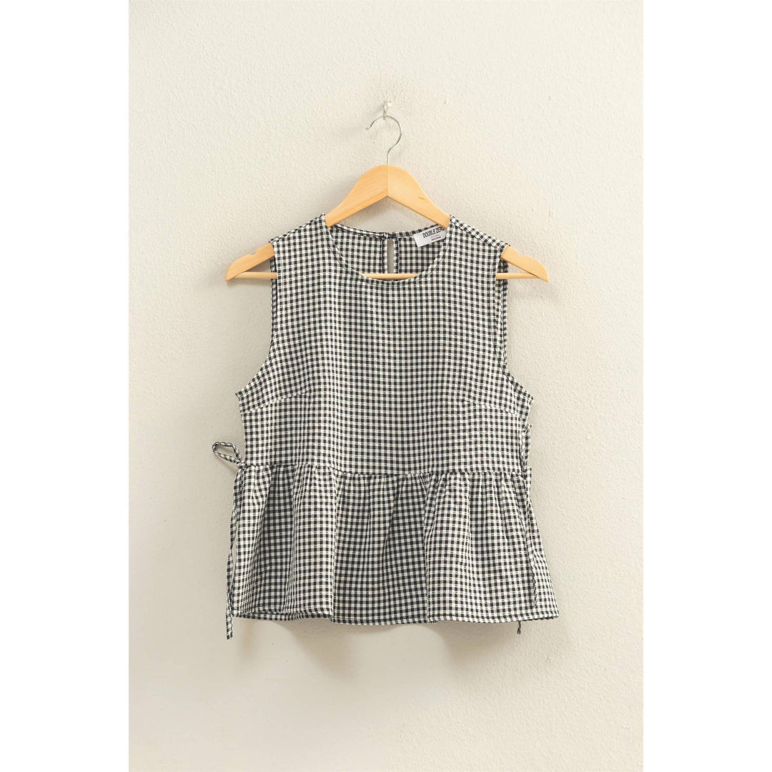 Geri Gingham Sleeveless Peplum Top
