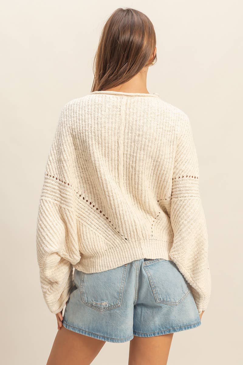Olivia Ribbed Drop Sleeve Sweater