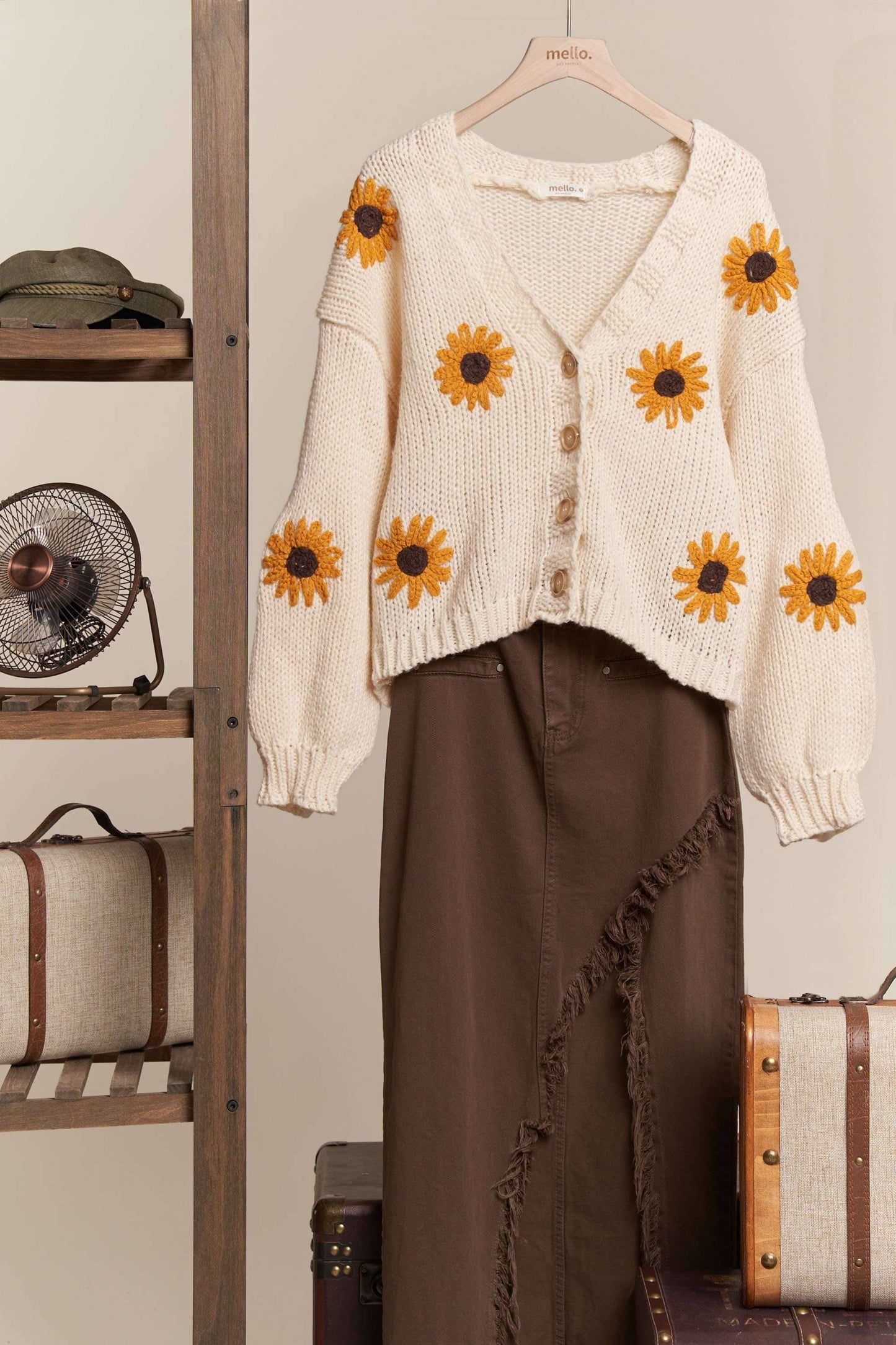 Sunflower Embroidered  Cardigan