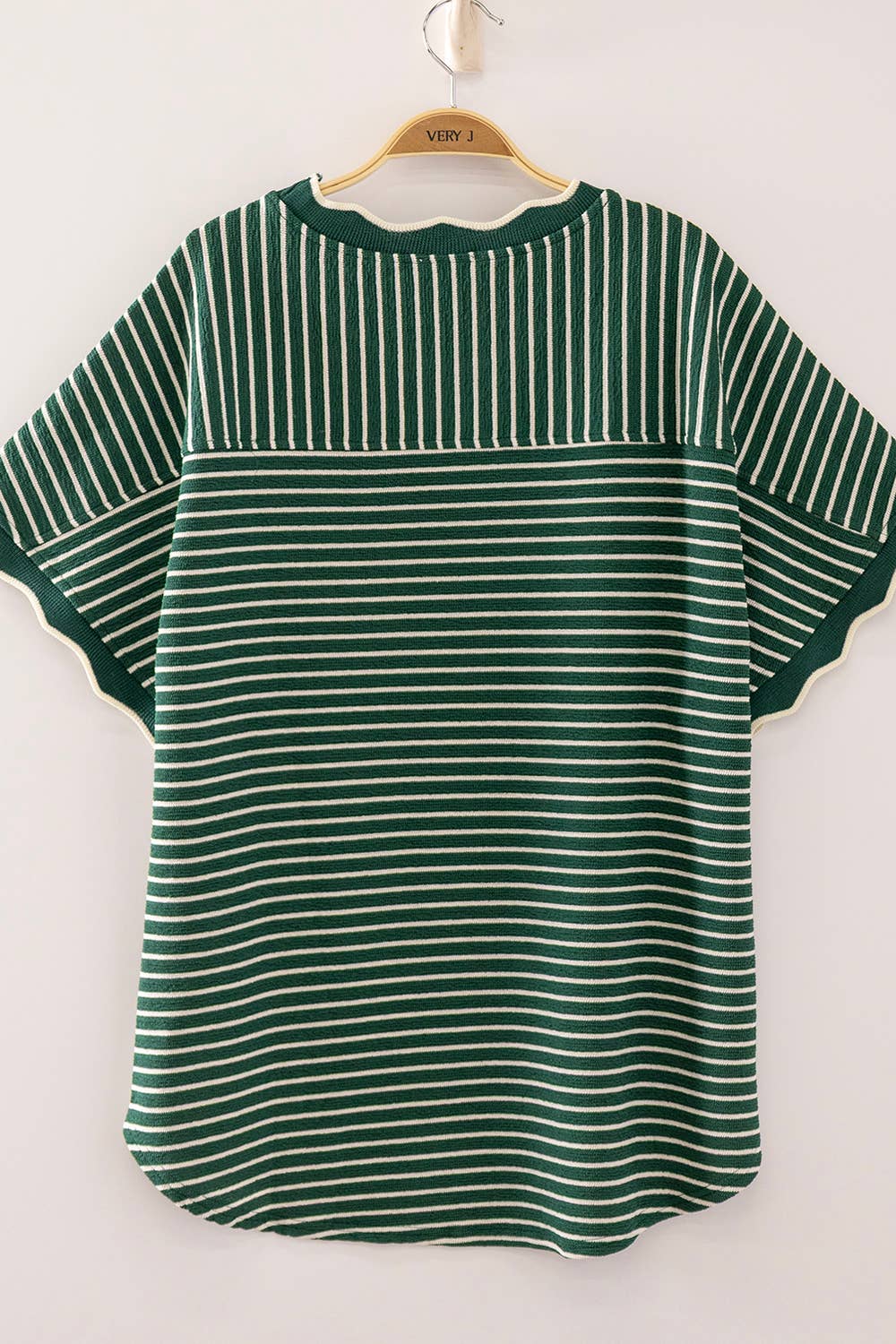 Ariel Scallop Trim Round Neck top