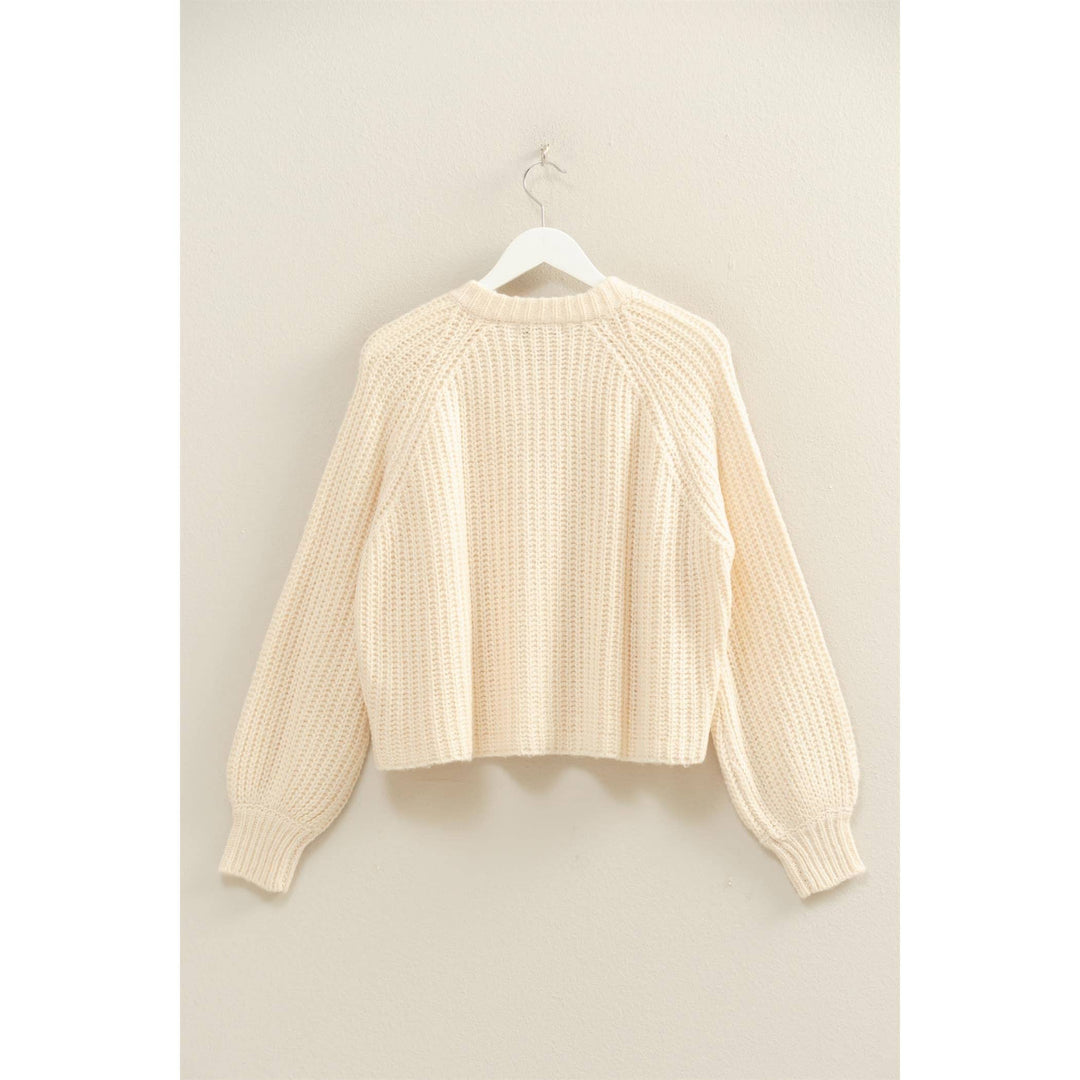 Mocha Button-Front Ribbed Sweater Cardigan