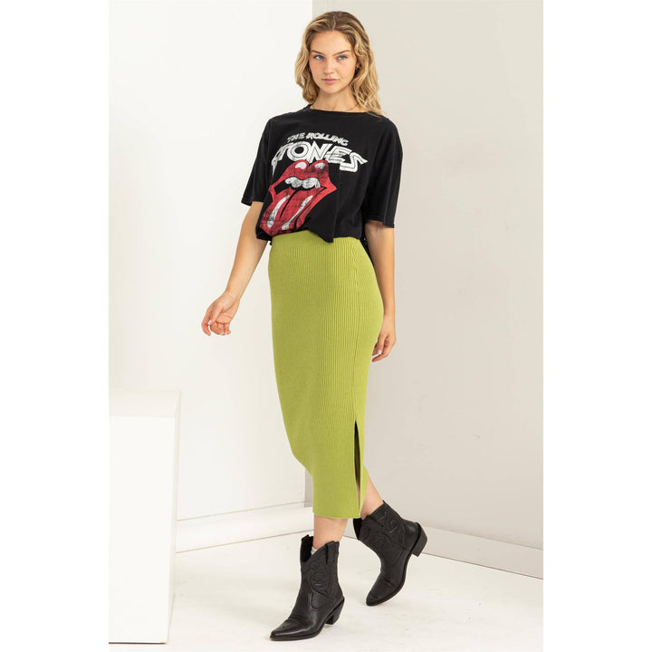 FASHIONISTA HIGH-WAIST RIBBED MIDI SKIRT