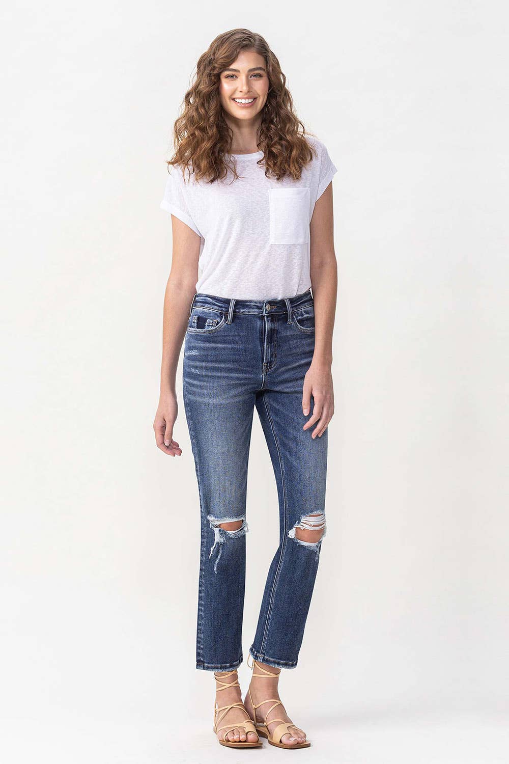 VINTAGE HIGH RISE STRETCH CROP STRAIGHT JEAN -Solidarity