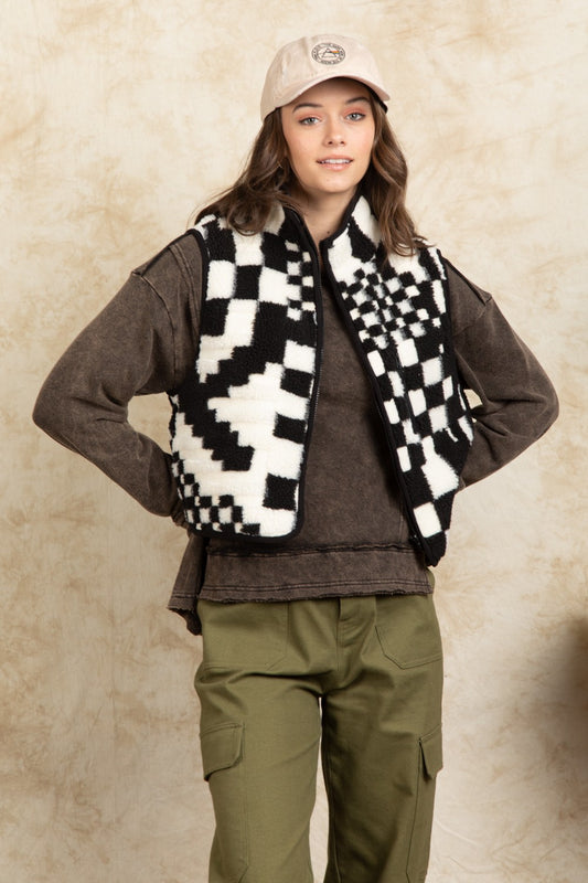 Checkered Flag Fleece Vest