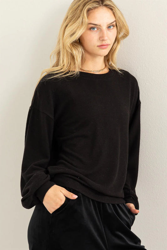 Round Neck Balloon Sleeve Sweatshirt