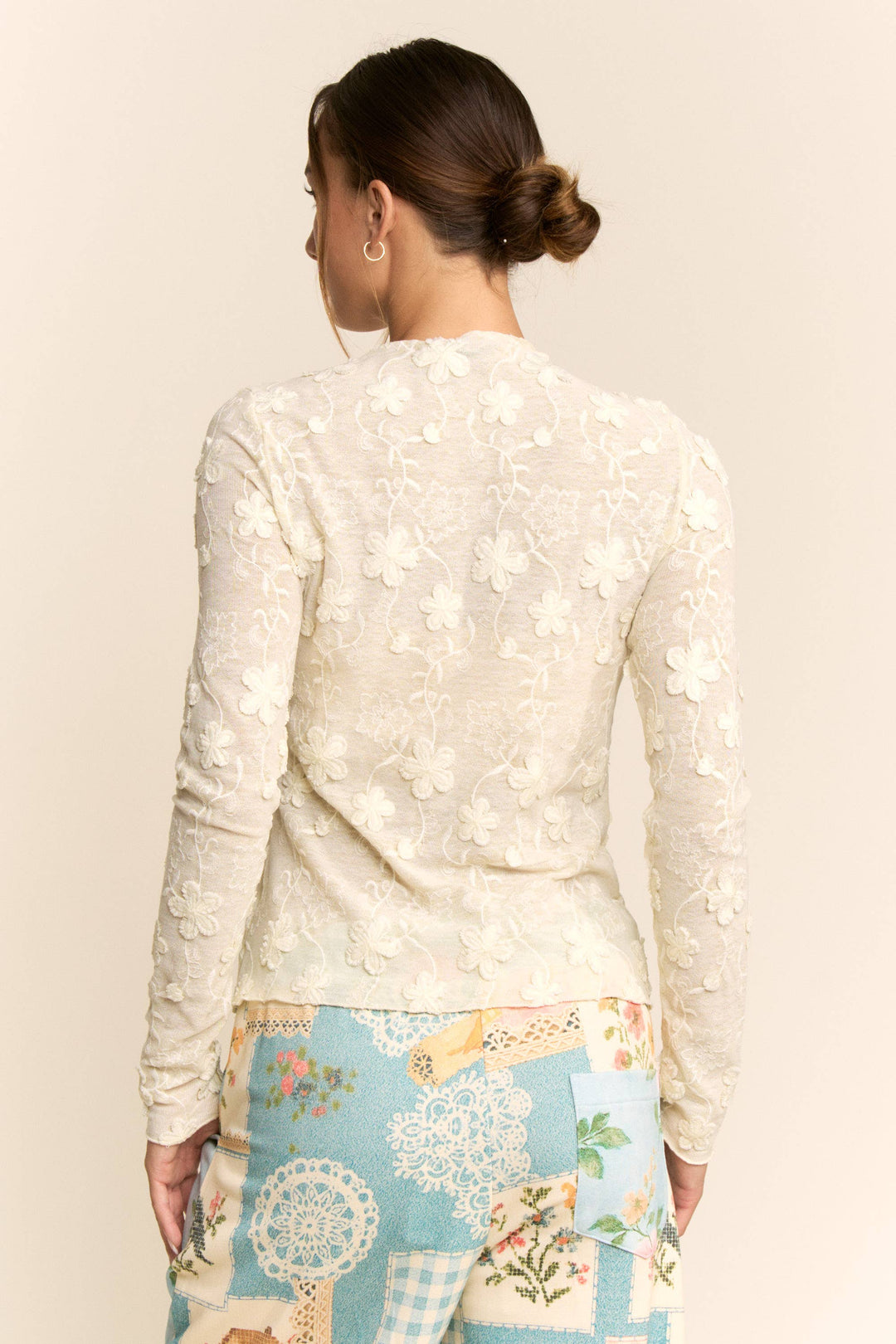 Plus Size Longsleeve Embroidered Mock Neck