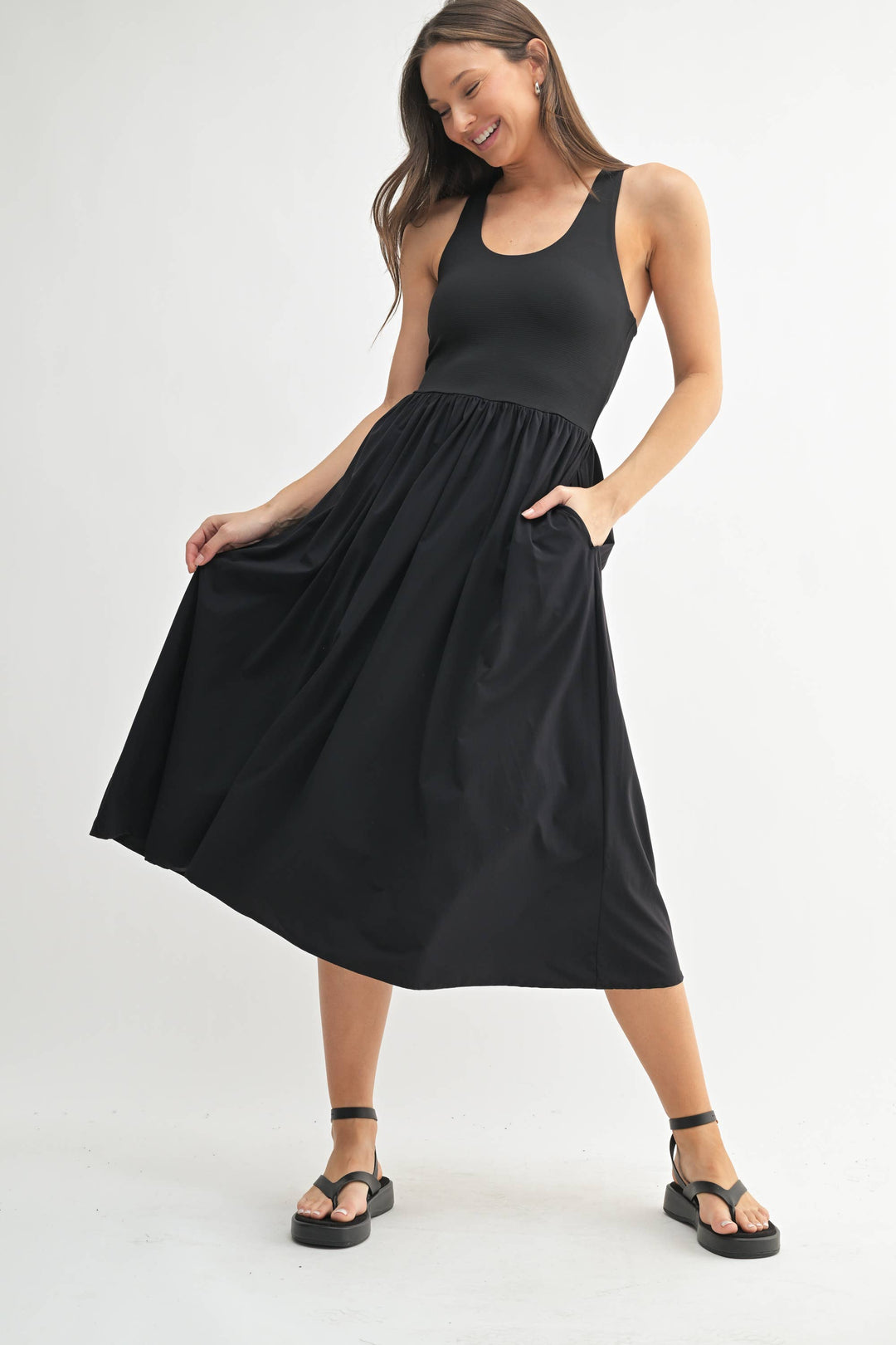 BreezeEase Rib Tank Midi Dress