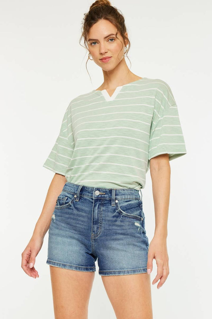Presley high rise denim mom short