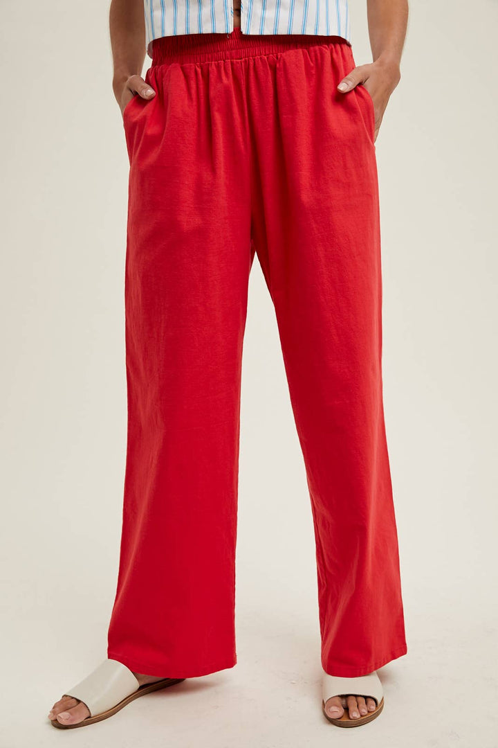 RED, RED, RED PULL ON CROP PANTS