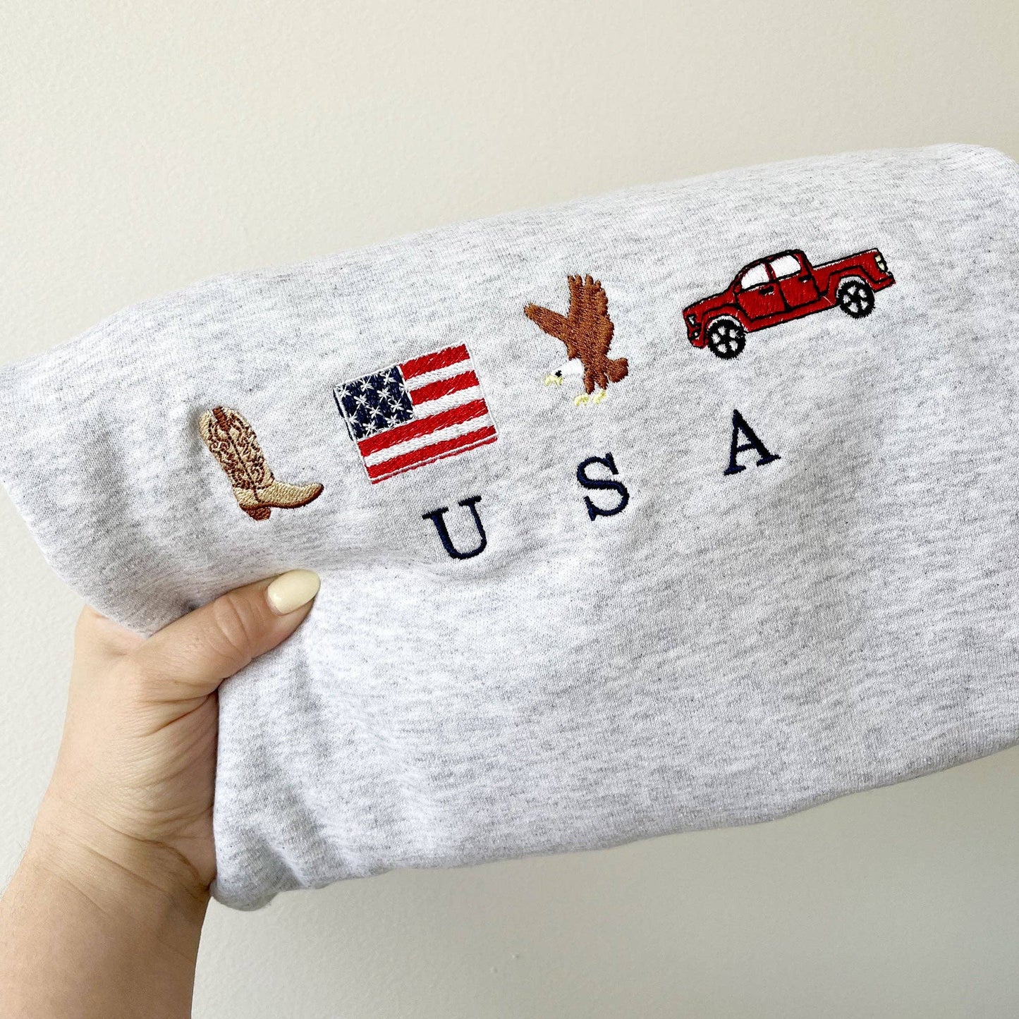 USA Embroidered Icons Crewneck