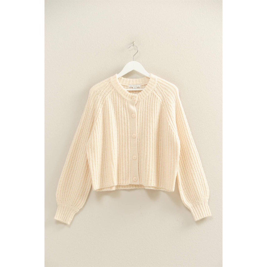 Mocha Button-Front Ribbed Sweater Cardigan