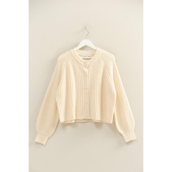 Mocha Button-Front Ribbed Sweater Cardigan
