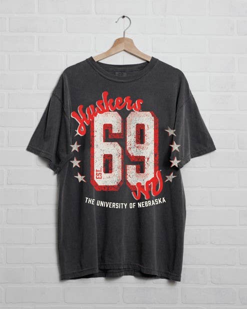 Nebraska Huskers Jersey Patch Smoke Heavyweight Tee