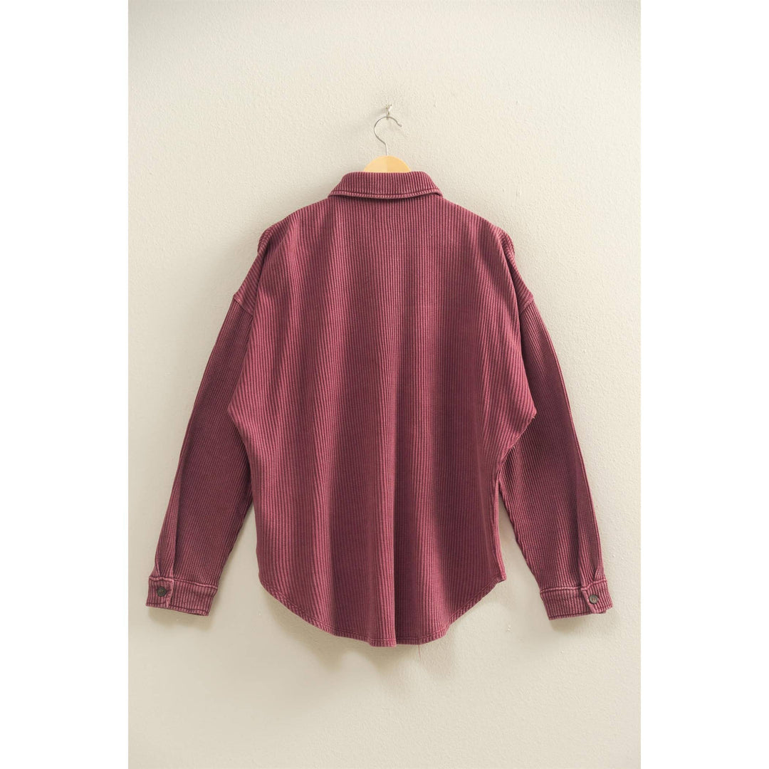 Cherry Berry Oversized waffle shacket