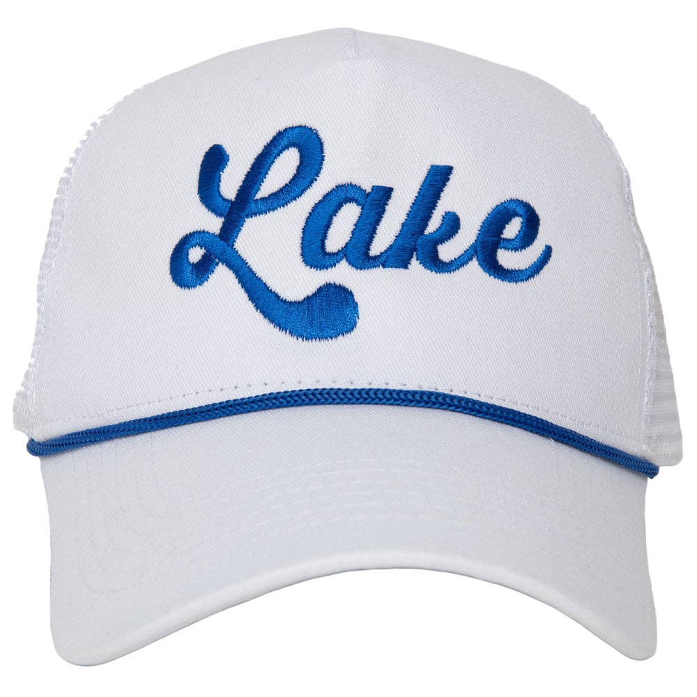 Lake Trucker Cap with Rope: White