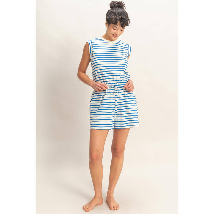 Stassi Sleeveless Drawstring Romper