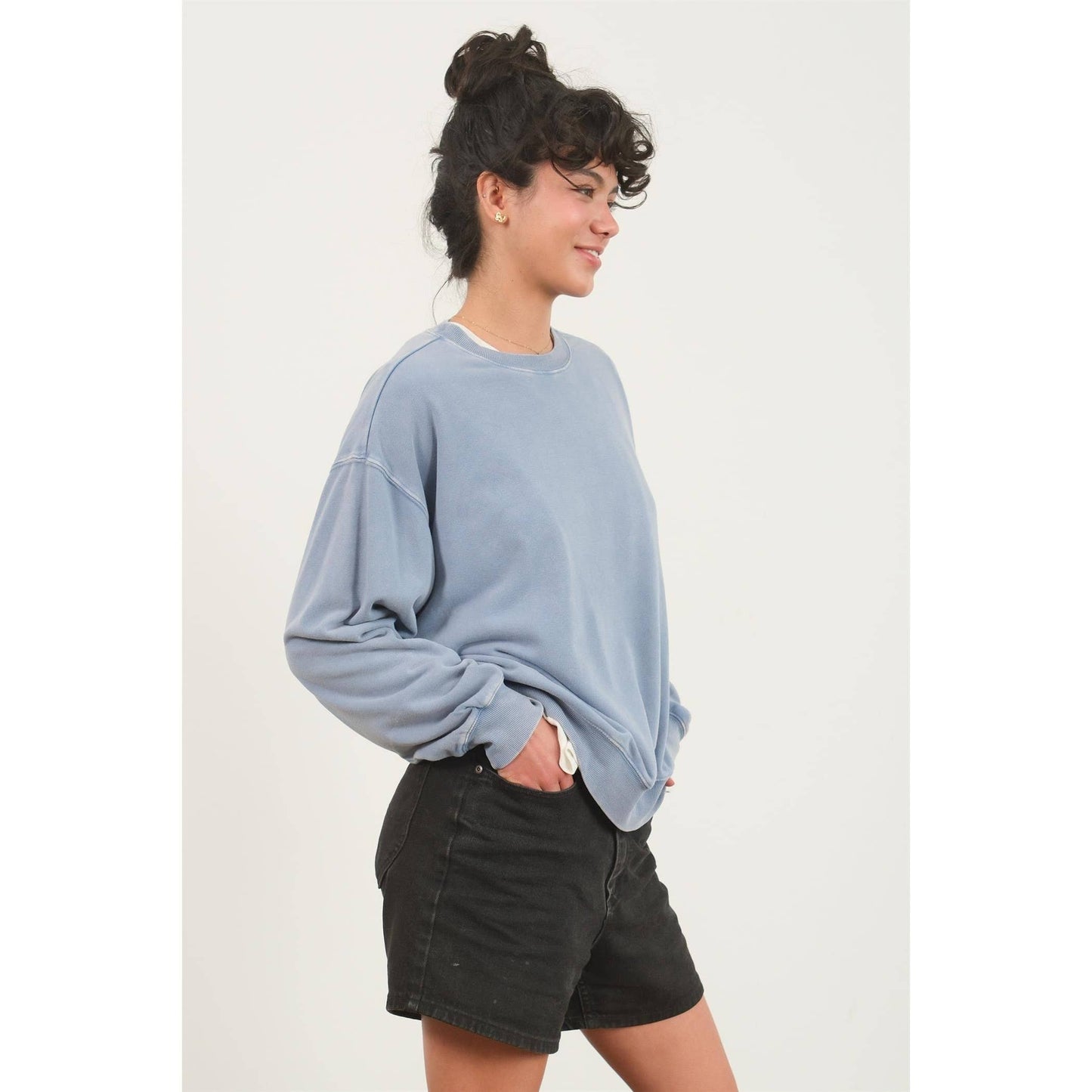 A Day Out Drop Shoulders Crew Neck Sweatshirt