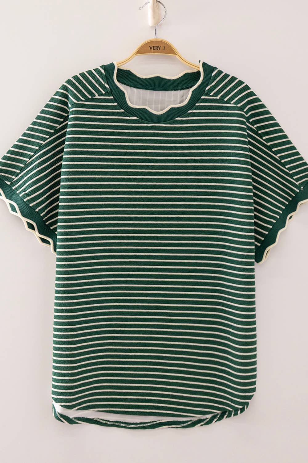 Ariel Scallop Trim Round Neck top