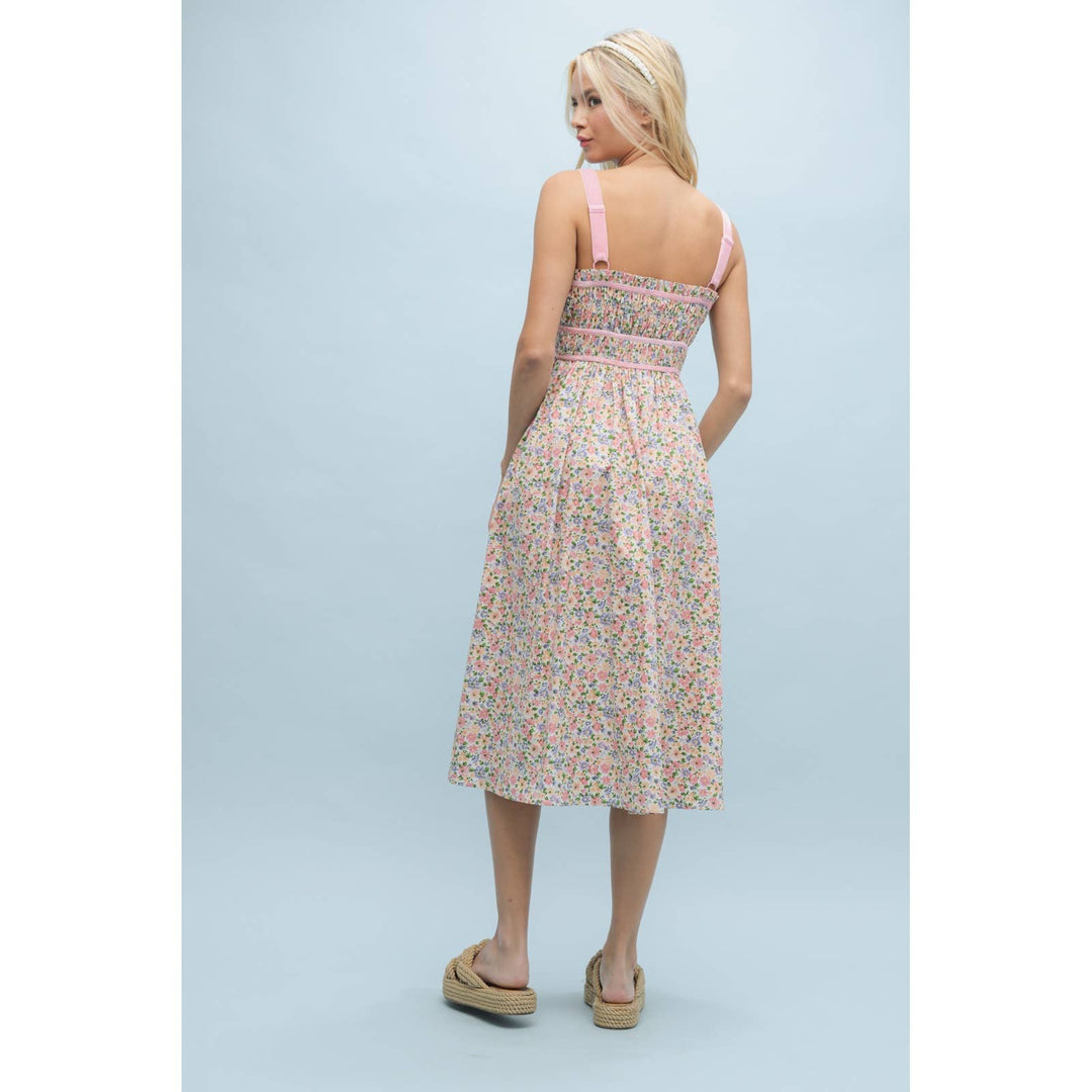 Velveteen Floral Midi Dress