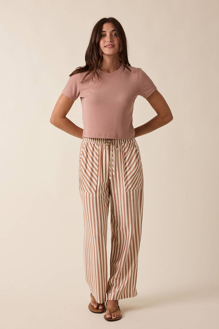 STRIPED PANTS WITH DRAWSTRING