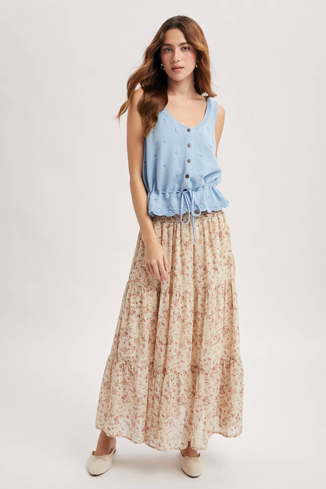 SCALLOP HEM SWEATER TANK TOP