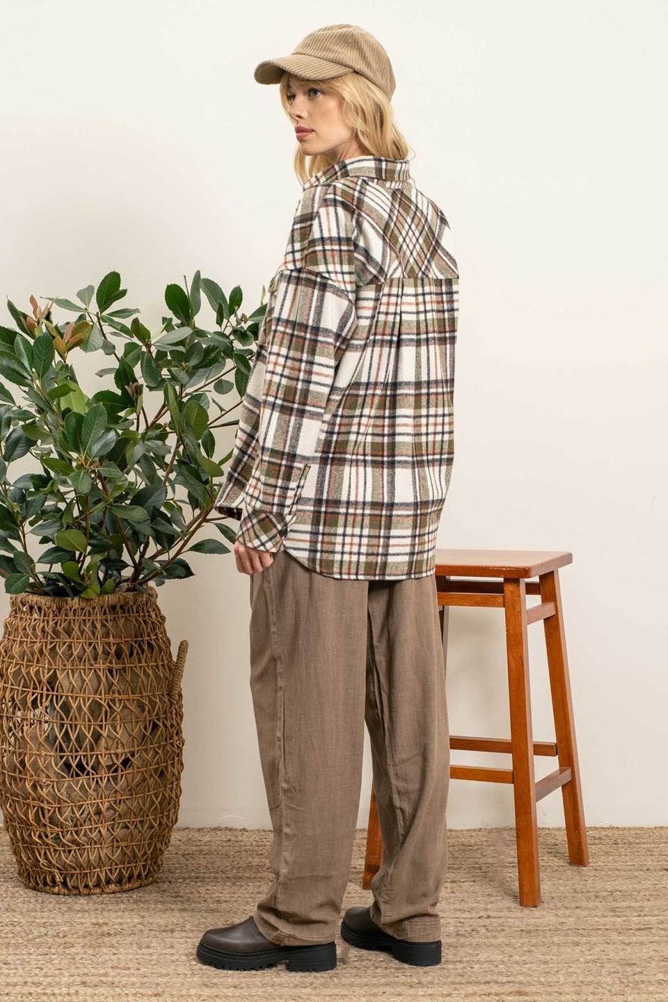 IVY EXTENDED SHOULDER PLAID SHACKET