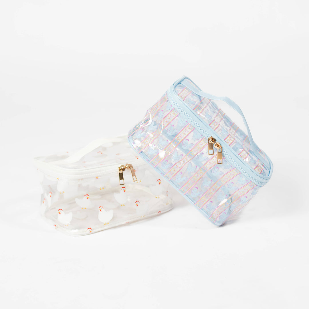 White Chicken Clear Cosmetic Bag - Big
