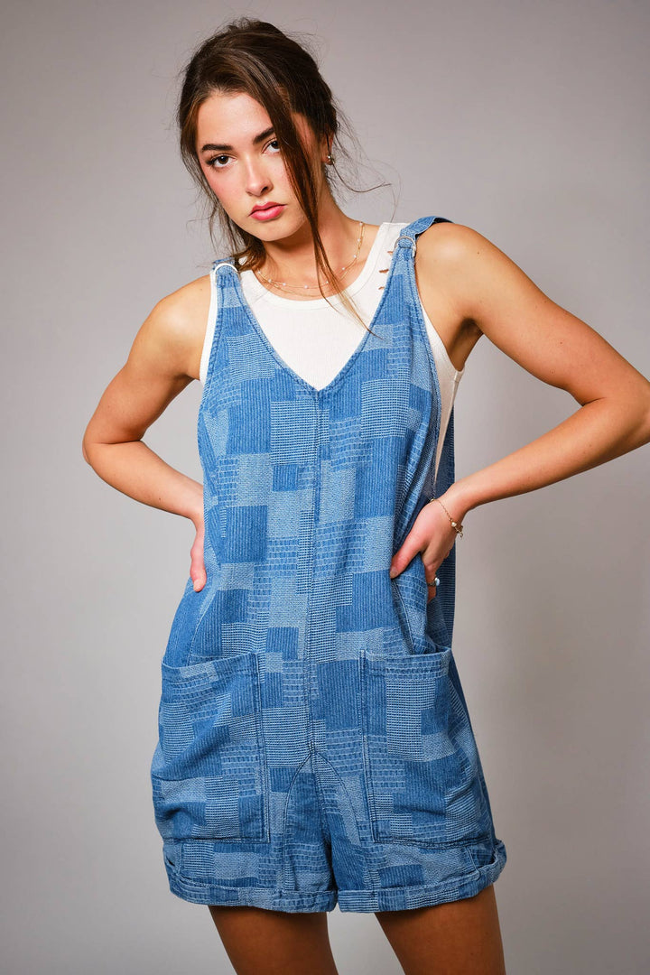 Patchwork Chambray Romper