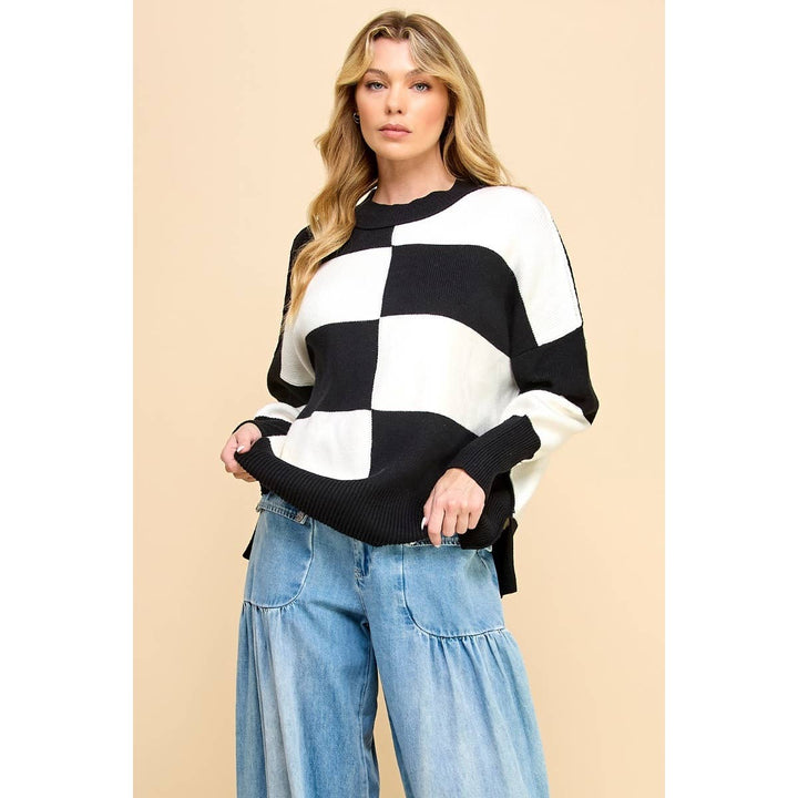 Checkered Block Sweater