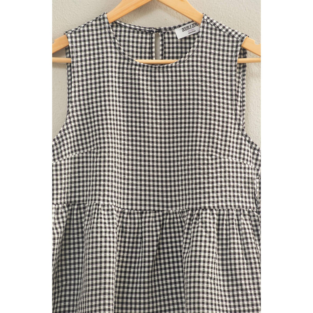 Geri Gingham Sleeveless Peplum Top