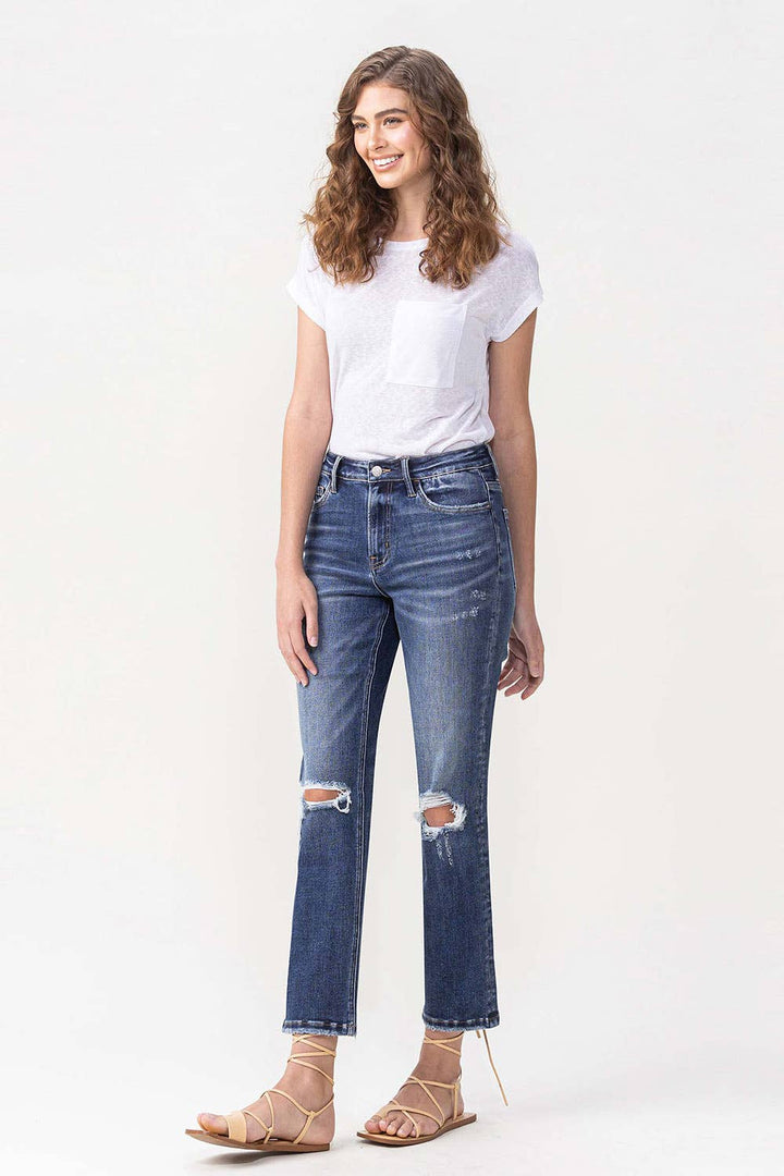 VINTAGE HIGH RISE STRETCH CROP STRAIGHT JEAN -Solidarity