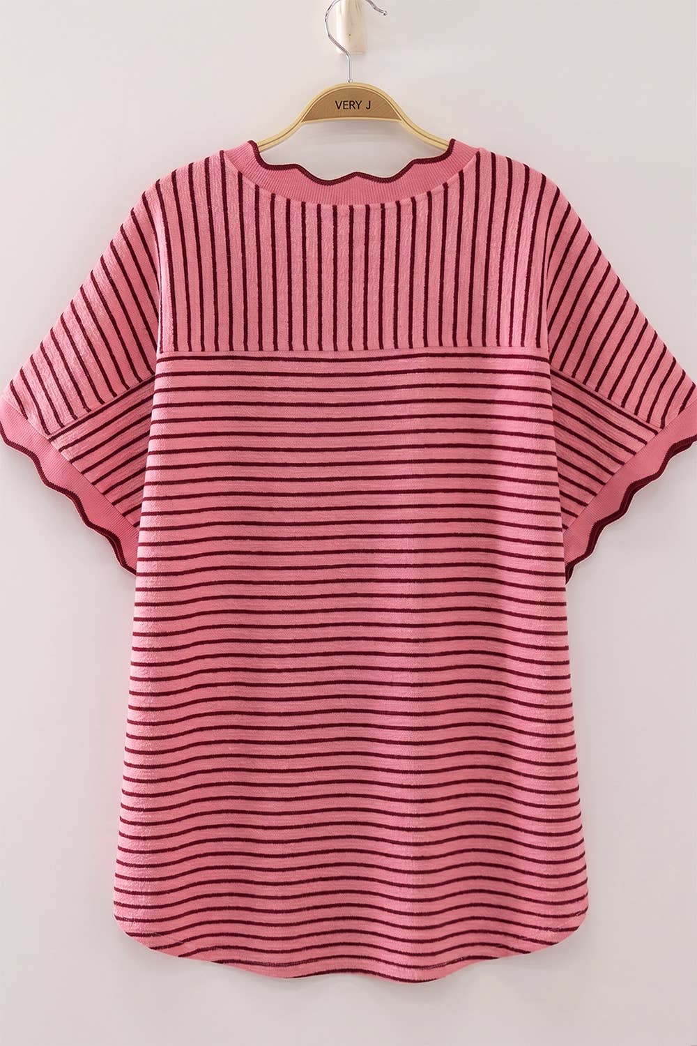 Ariel Scallop Trim Round Neck top