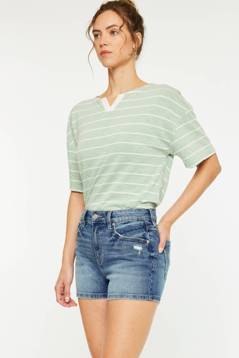 Presley high rise denim mom short
