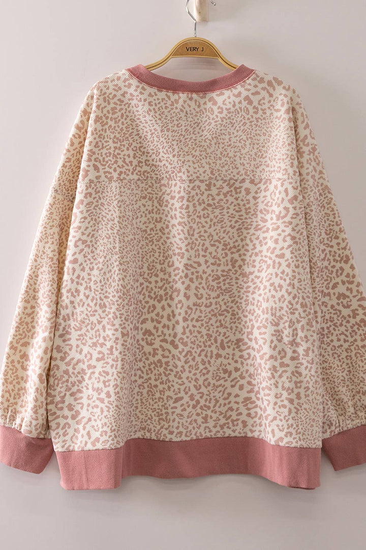 Pink Leopard Vintage Waffle Crewneck